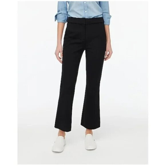 J. Crew Kelsey High Rise Cotton Blend Cropped Flare Pants Black Size 16/XL NWT - Picture 1 of 8